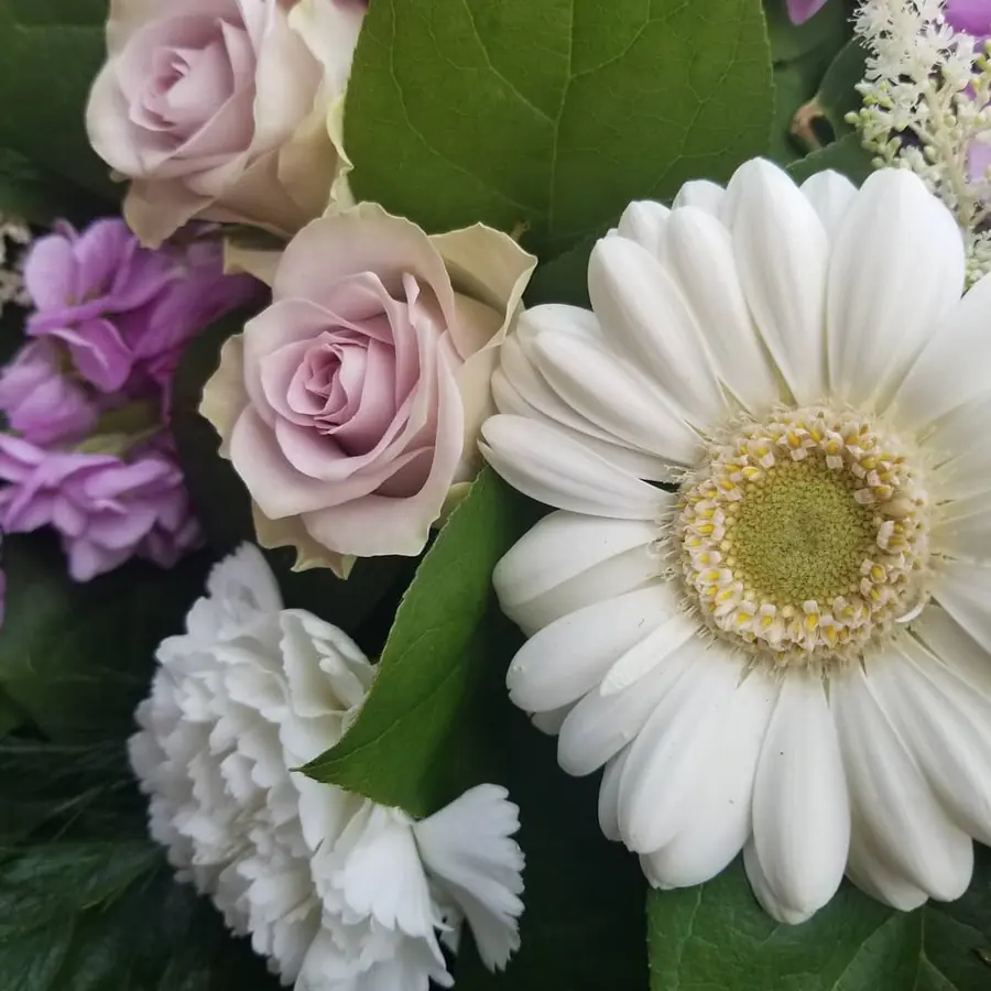 Gros plan de fleurs fraîches réalisée par MC Maison des Créations, fleuriste à Beuvrages