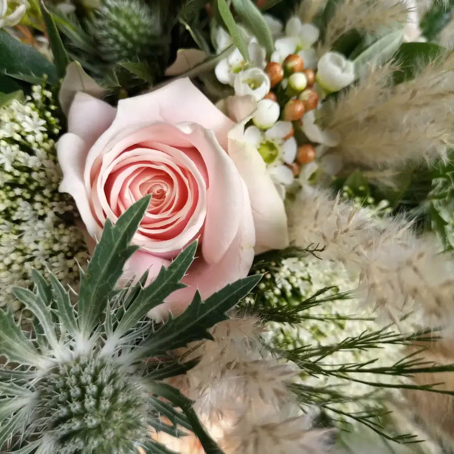 Gros plan de fleurs fraîches réalisée par MC Maison des Créations, fleuriste à Beuvrages