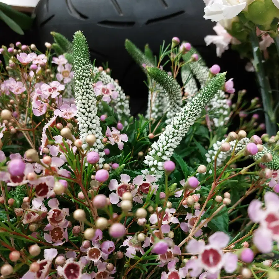 Gros plan de fleurs fraîches réalisée par MC Maison des Créations, fleuriste à Beuvrages