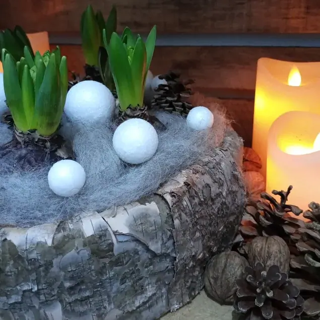 Décoration florale de Noël réalisée par MC Maison des Créations, fleuriste à Beuvrages